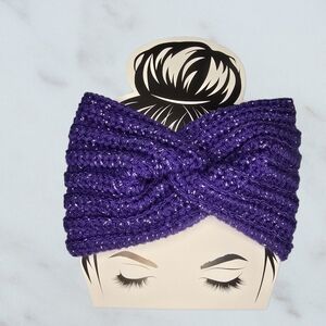 Hand Crafted Purple & Silver Crochet Headband/Earwarmer